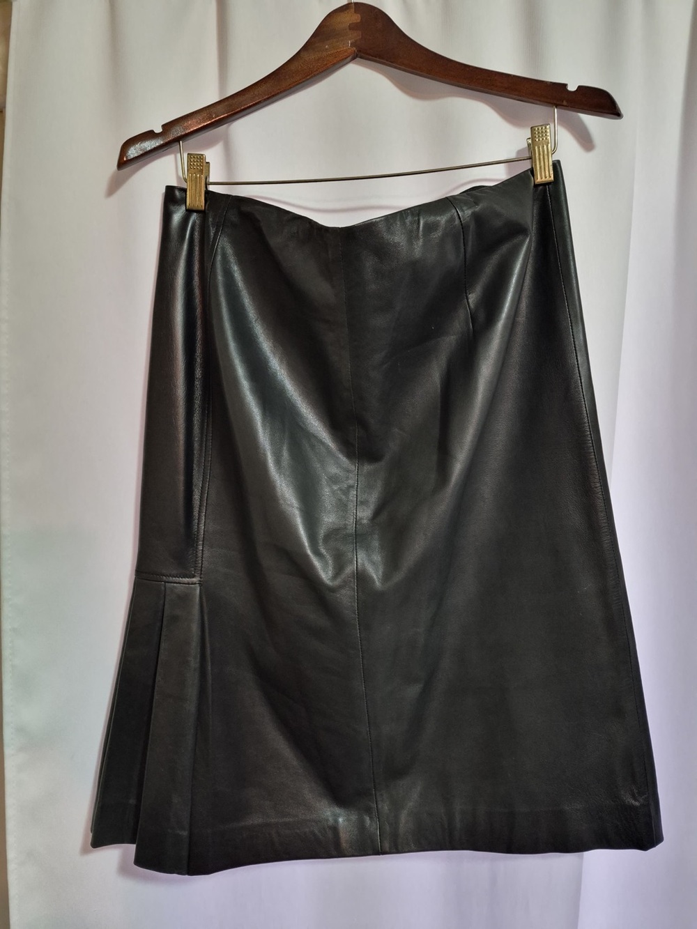 Jones New York Black Leather A-Line Skirt